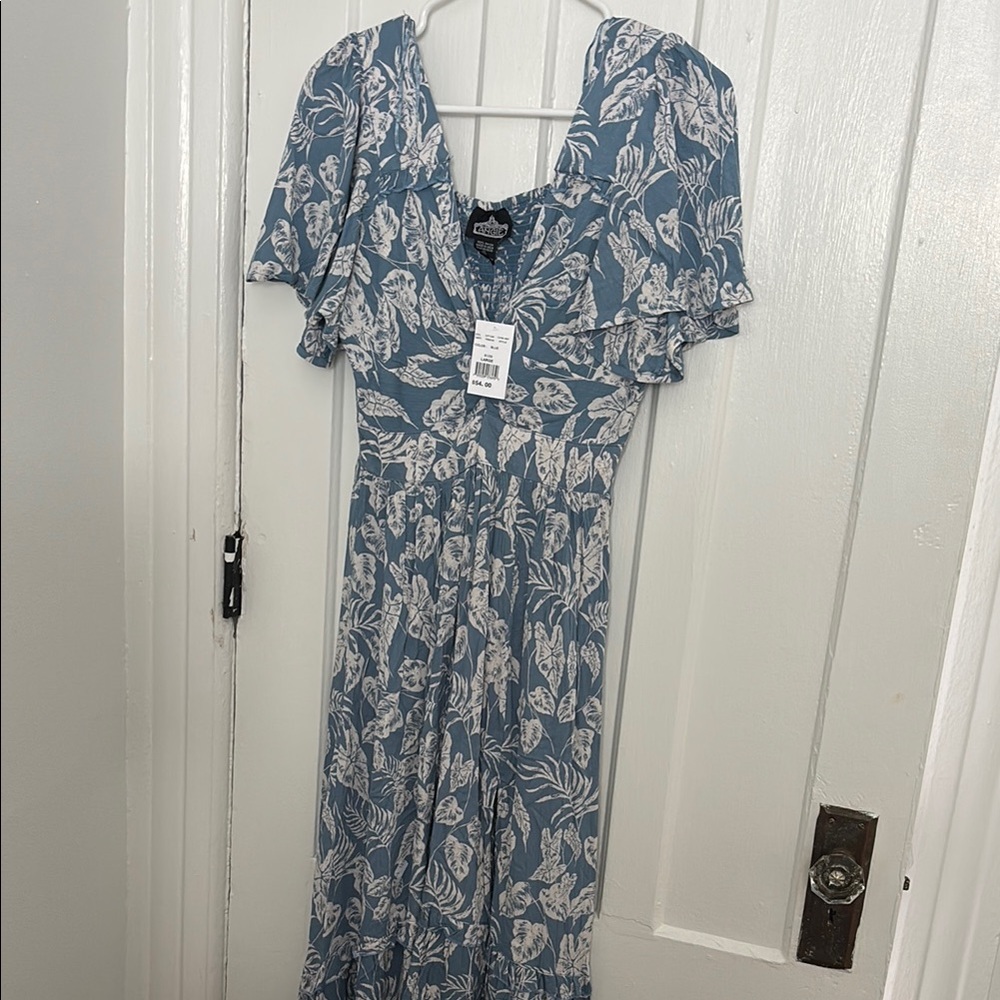 Blue and White  Maxi Dress